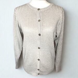 P Galli Designs Gray and silver Button Up Cardigan Sweater Size Medium